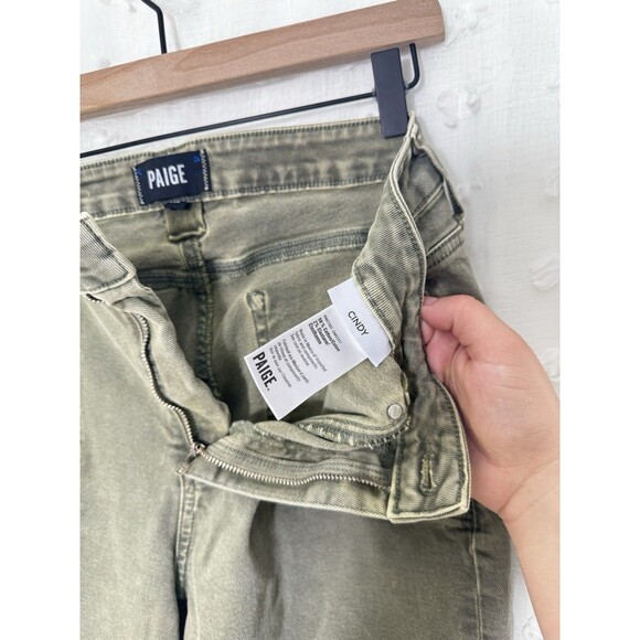 Paige Women's Size 32 Green Cindy High Rise Straight Leg Denim Jeans - Picture 6 of 6